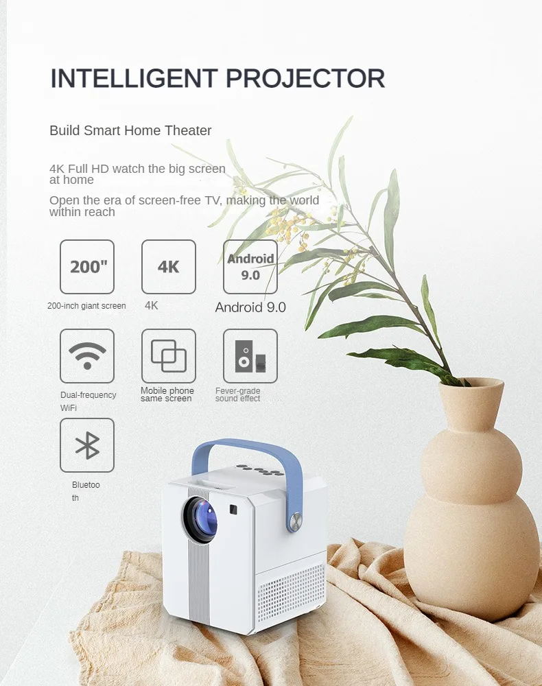 YUNDOO Android Mini LCD  Projector Video Smartphone 3D 4K Portable DLP Wifi Beamer Hologram Projector With Battery usb projector