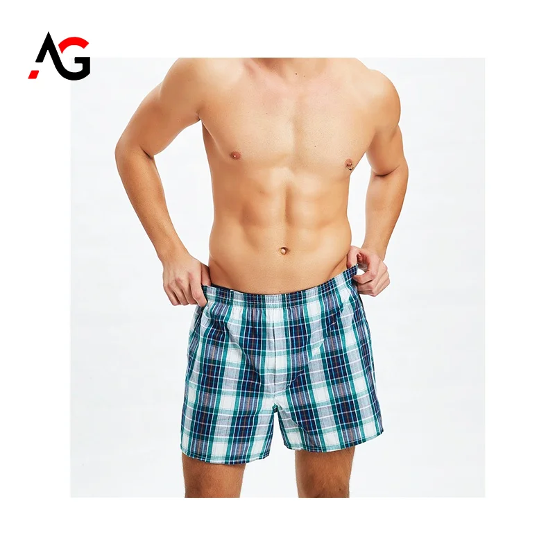 
Loose arrow underwear woven plaid yarn dyed boxer mens 100% cotton board shorts 