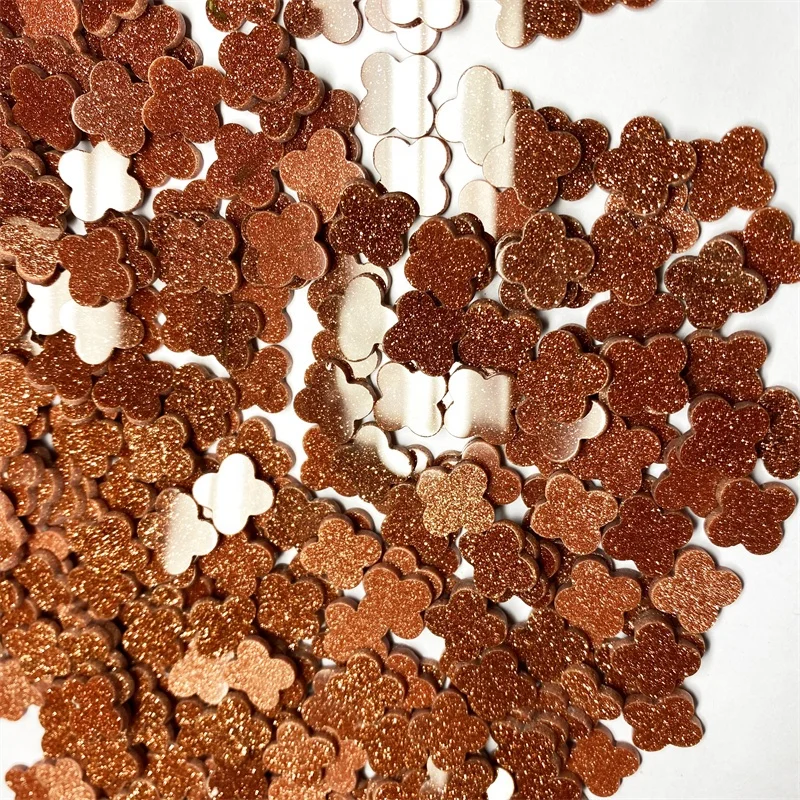 Beautiful 12mm goldstone Four Leaf Clover Stone