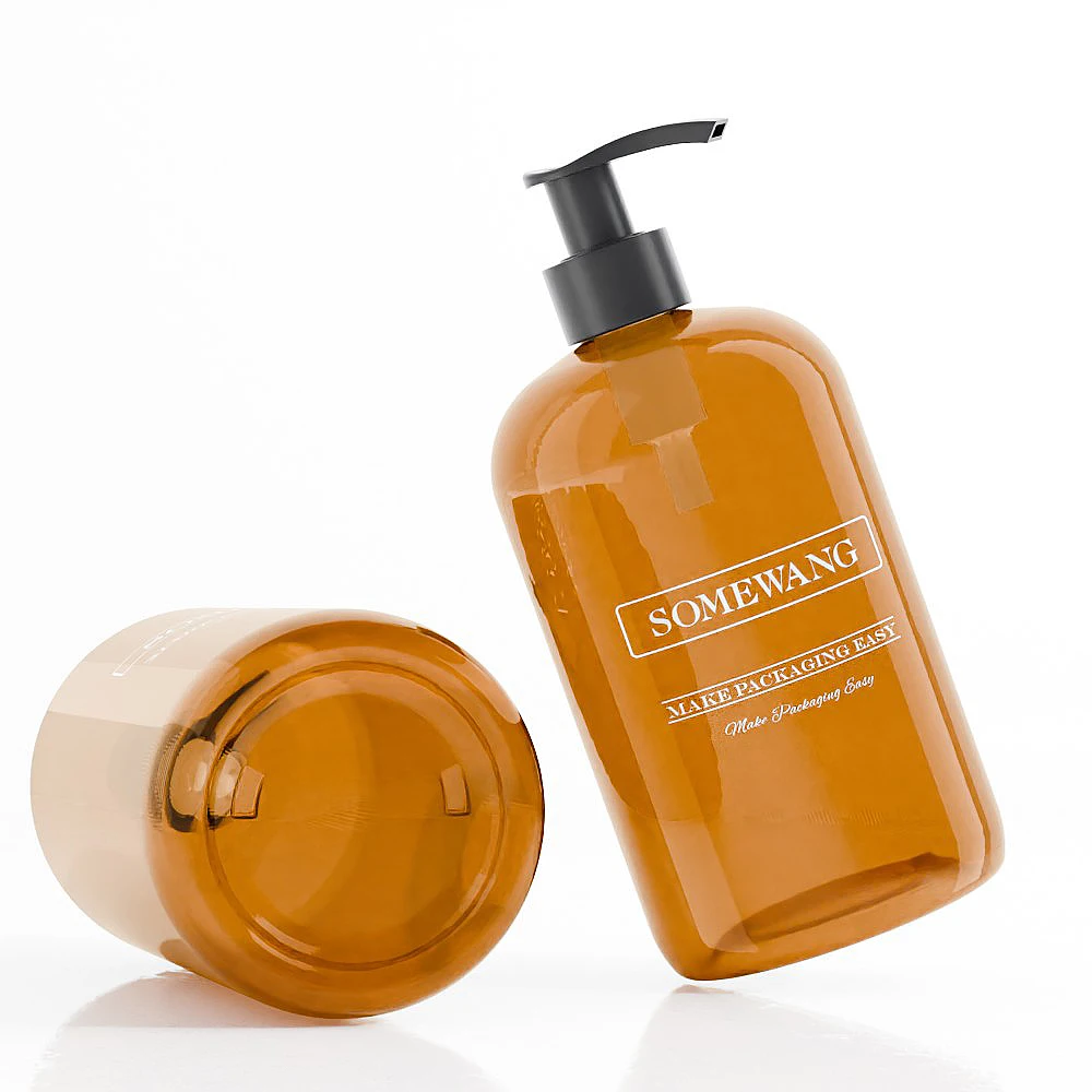 500ML 950ML Cosmetic Packaging Lotion Spray Pump Plastic PET Bottle Shampoo Hair Wash Skin Care Customize shape color