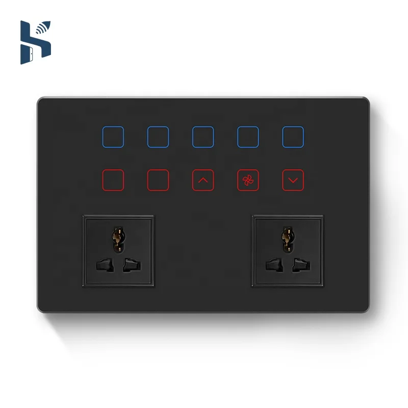 India Standard app control Zigbee light fan wall socket combination switch glass 16A power failure memory timer function