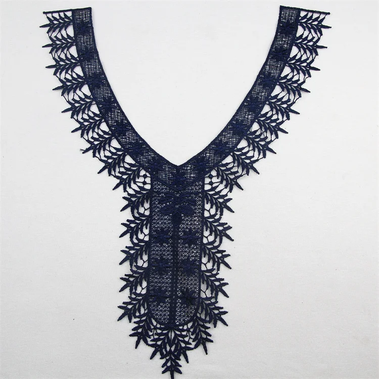Water Soluble Colorful Polyester Garment Sewing Patch Hollowed Out False Applique Guipure Neck Lace Trimming Collar Embroidery