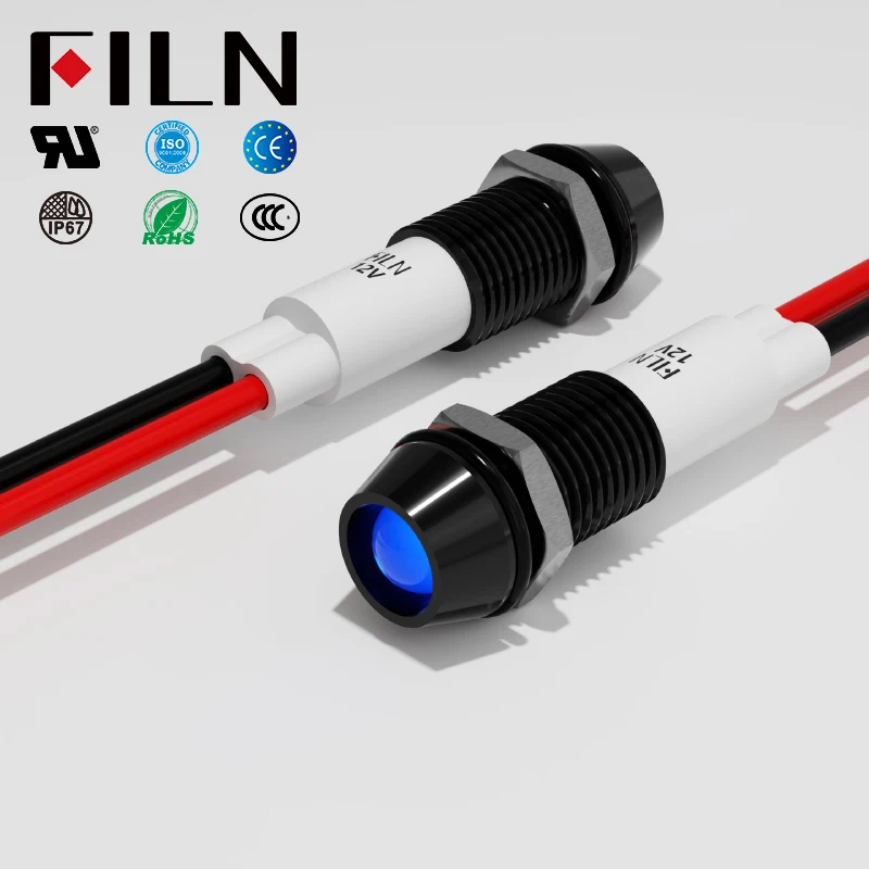 Waterproof 8mm Mounting Hole 12v 24v 220v led Signal Plastic Shell Indicator Light