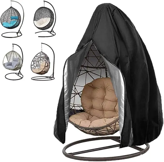 Durable 210D Oxford Waterproof Wind-Proof Outdoor Wicker Single Seat Swing Egg Chair Cover with Bottom Buckle