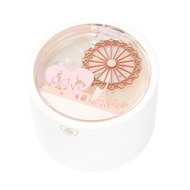 Carline Round Ring Box Flowing Sand Gif Case Ferris Wheel LED Sensor Light Jewelry Showcase Necklace Accessory Paxkaging