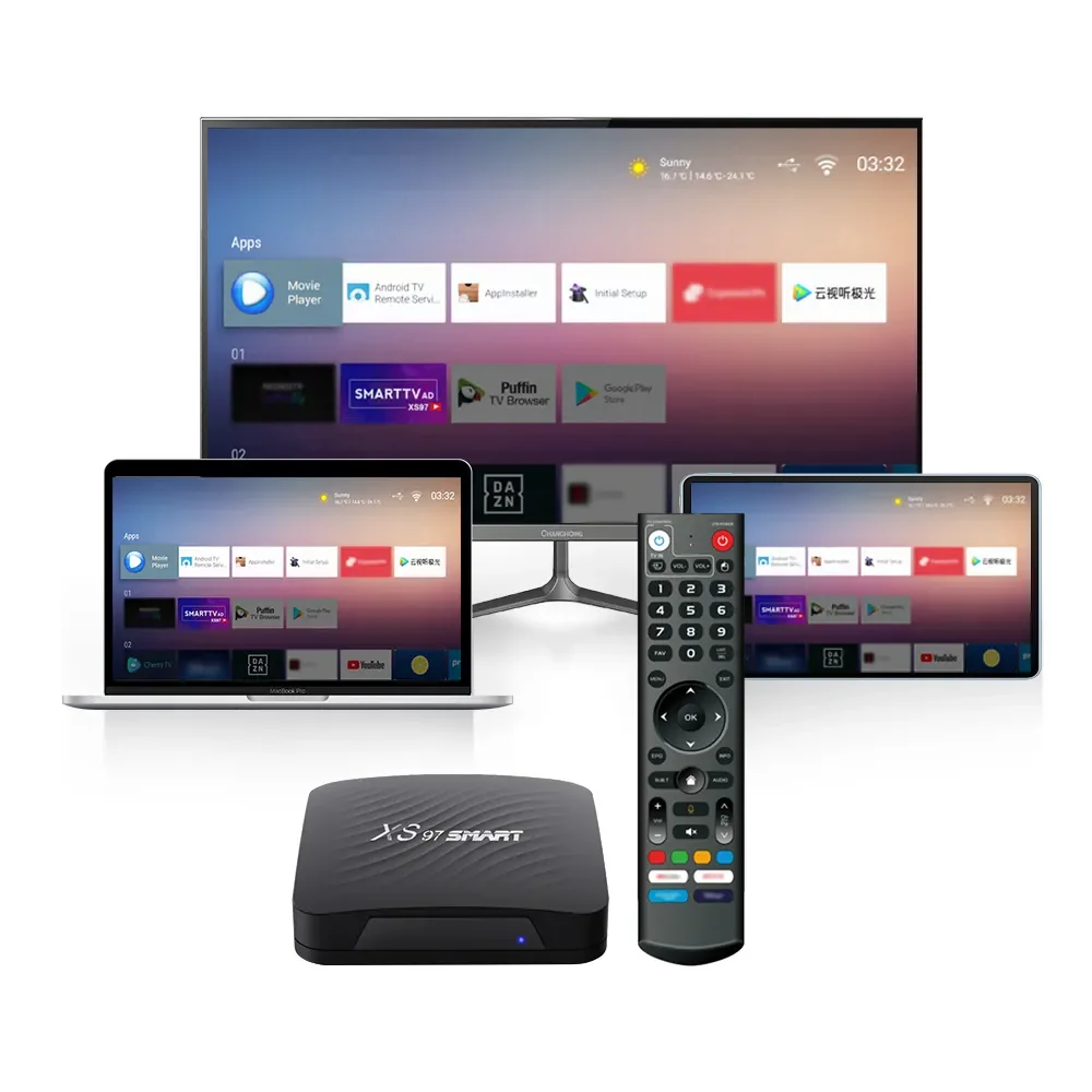 Wholesale Private Label Amologic S905Y4 XS97 SMART   Voice Control 4K*2K 60Fps Android Tv Box best streaming device
