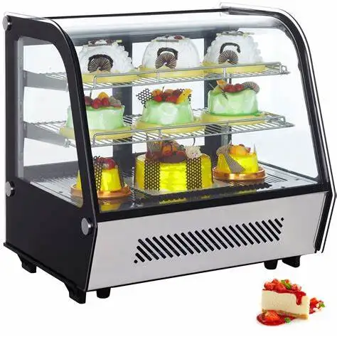 Restaurant Kitchen Equipment Supertise China Economical Mini OPEN Cooling showcase CHILLER Front curved glass Countertop Cake Display Cooler with cheap price