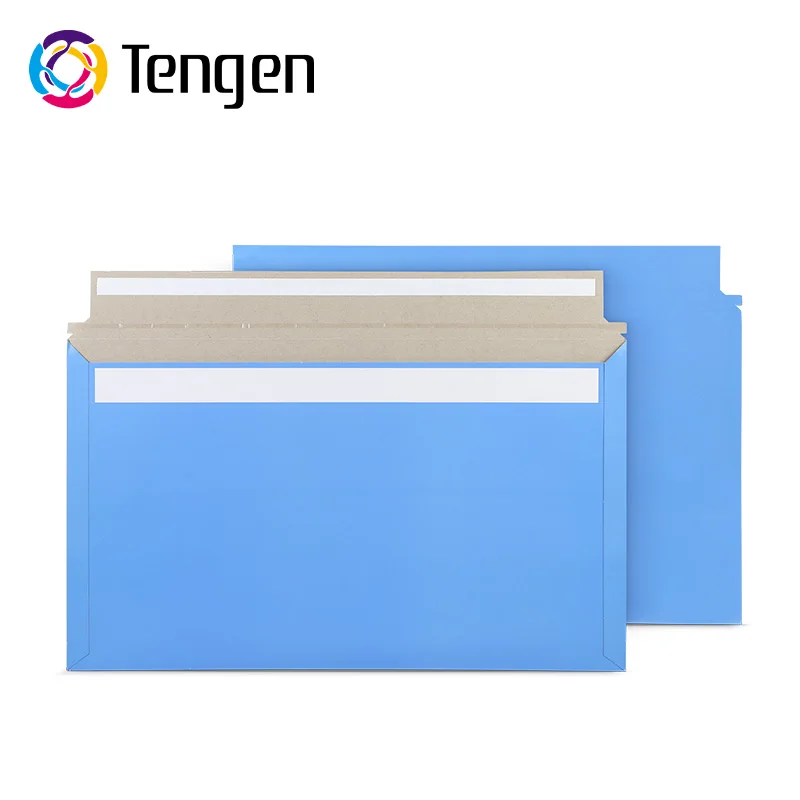 Новый продукт Tengen биоразлагаемый светло-голубой жесткий упаковочный конверт для