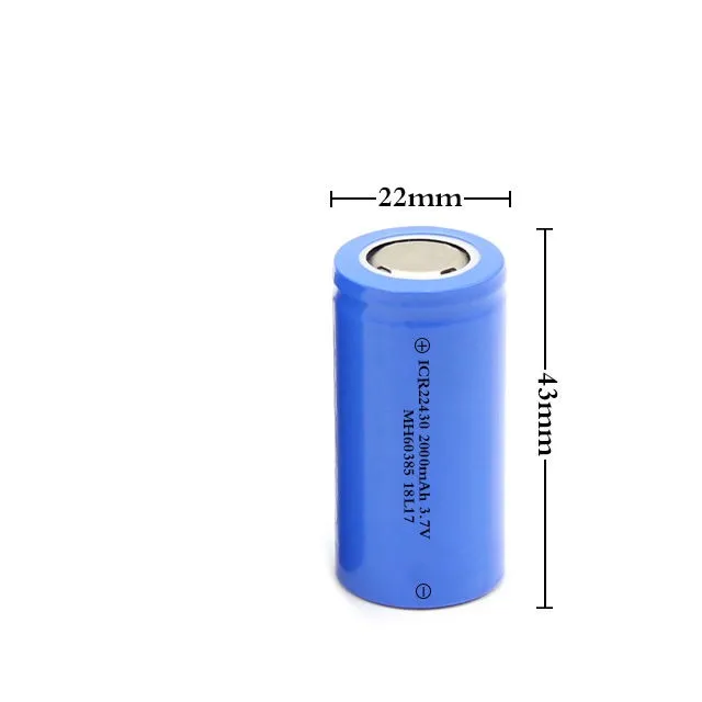 Rechargeable 22430 Lithium ion battery 3.7v 2000mah for LED Torch,Flashlights