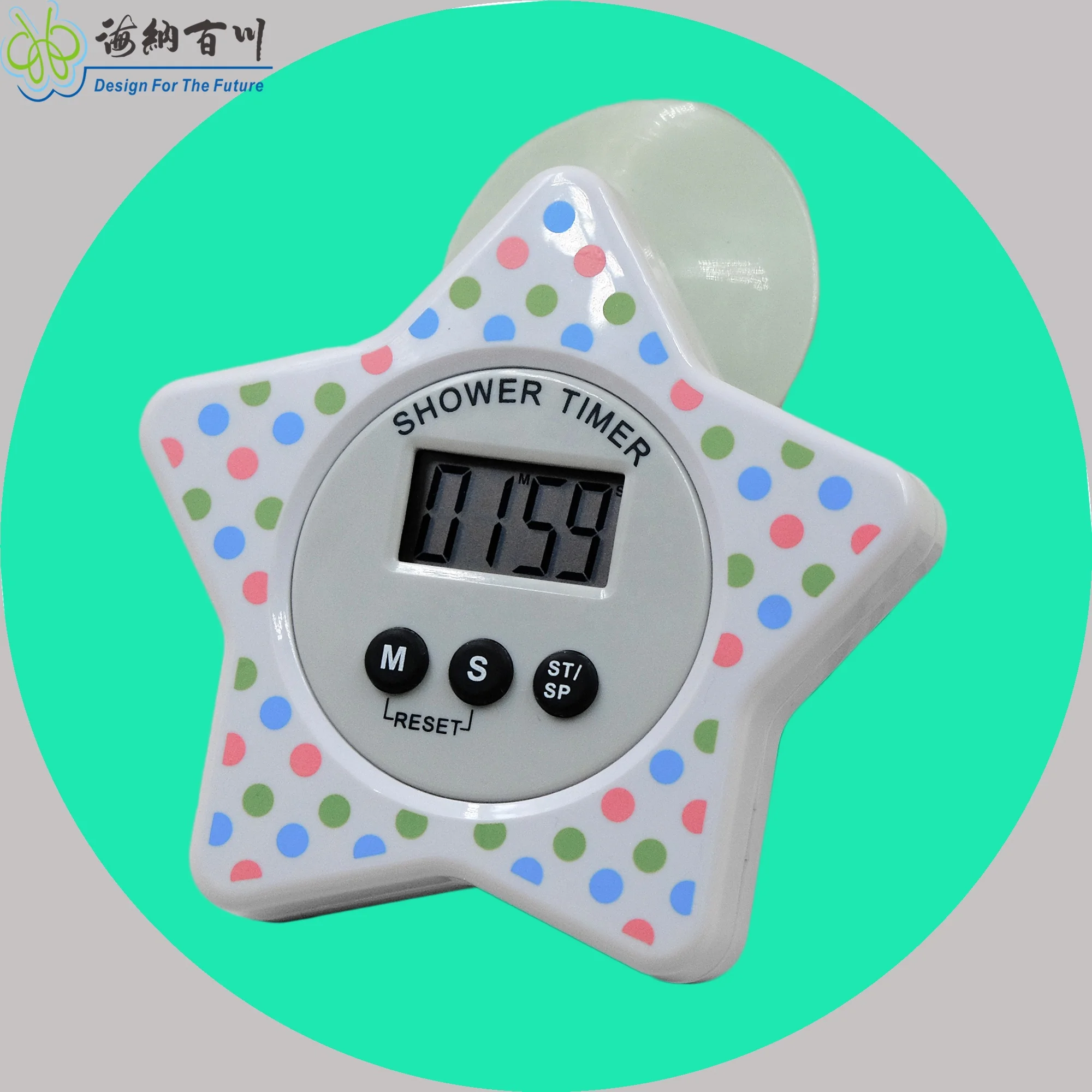 Cartoon Style Waterproof Digital Bath Shower Timer Eco-Friendly Star Shape LCD Display Magnetic 60 Minute Countdown Battery