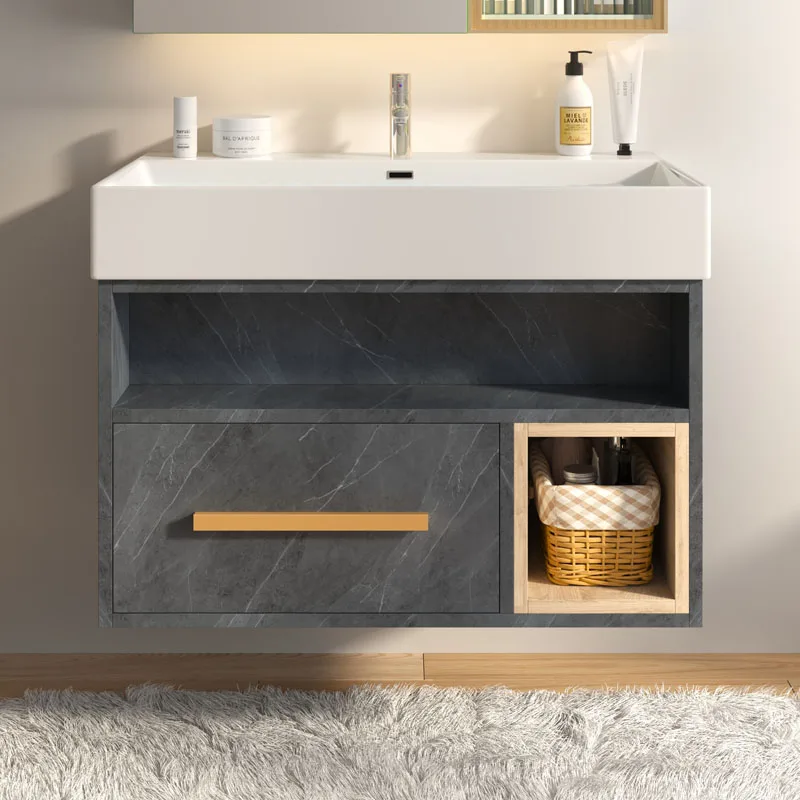 Modern Luxury Wall Mount Floating Cabinet Sanitary Ware Bathroom Vanity Cabinet With Ceramic Sink