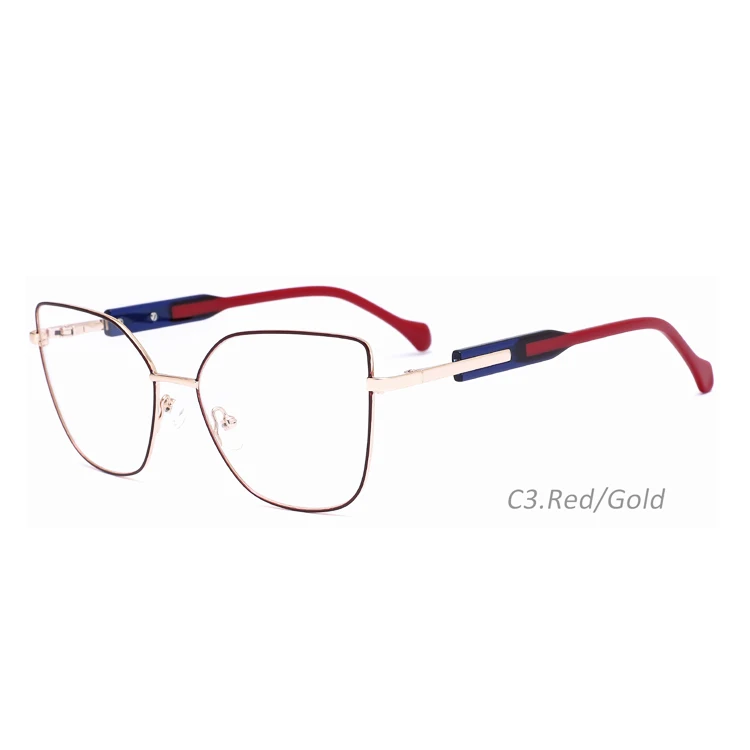 TL5202  Wonderful size shape colorful high quality metal frames double color temple popular Cateye women fashion frames