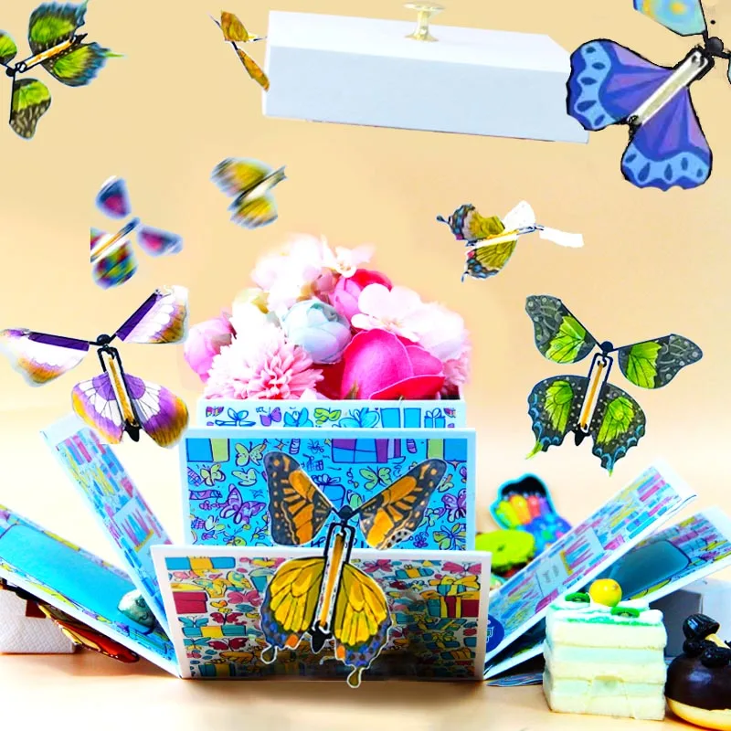 Exploding  Surprise Explosion Bounce Magic Flying Paper Butterfly For Surprise Boxes,magic butterfly flying cake decoration