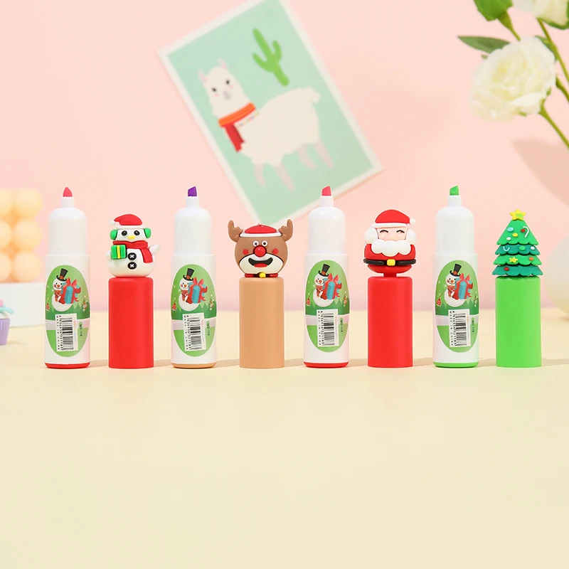 XMS promotion Snowman Highlight Pen Set Painting Fluorescent Highlighter Marker Pen For Kids School Stationery Gifts