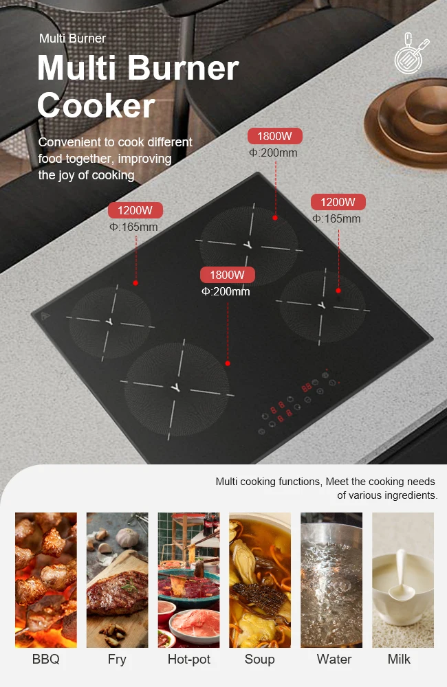 Touch Key 4 Burners induction cooker glass ceramic plate 6000w vitro ceramic cooktop infrared cooker electric
