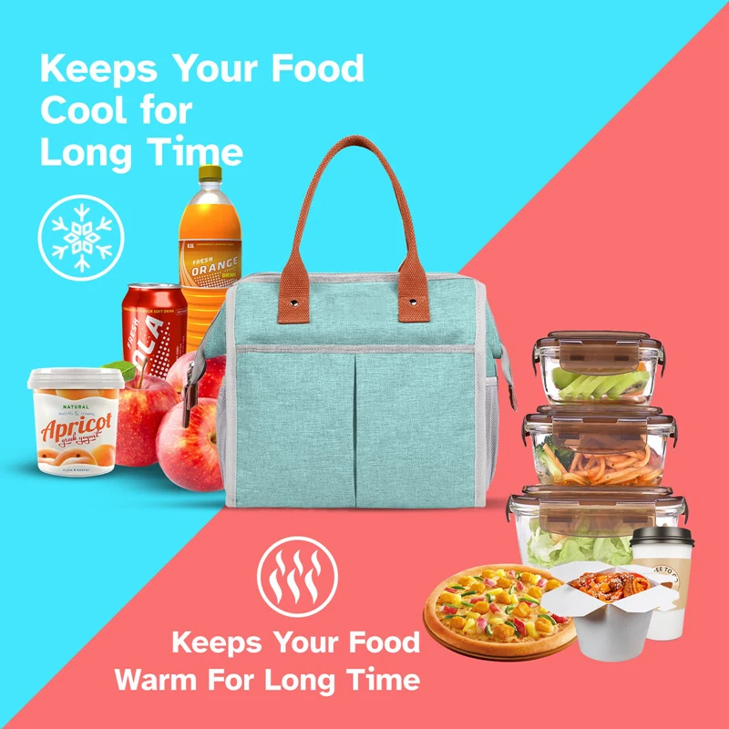 Custom Insulated Lunch Bag For Adults Work Travel Oxford Fabric Waterproof Cooler Bag With Pocket Food Carrier Tote Picnic Bags