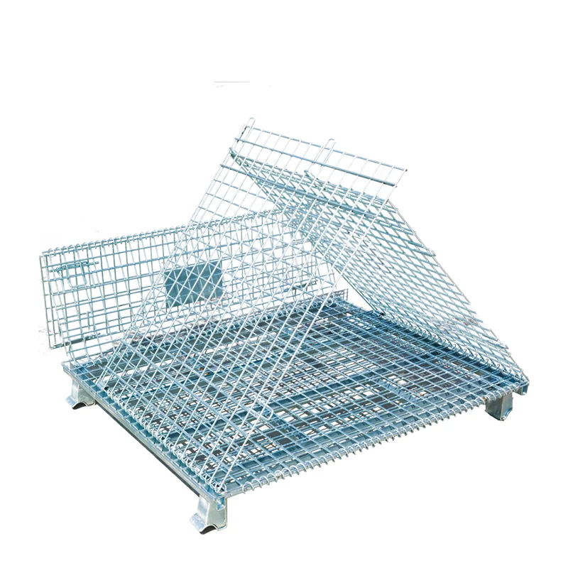 Wholesale supermarket warehouse stackable folding welded storage steel cage bins for easy handing