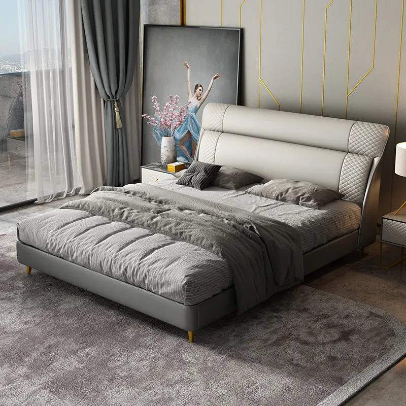 Customized Materials Frame Adultes Double Luxury Fabricroom Bed For Home