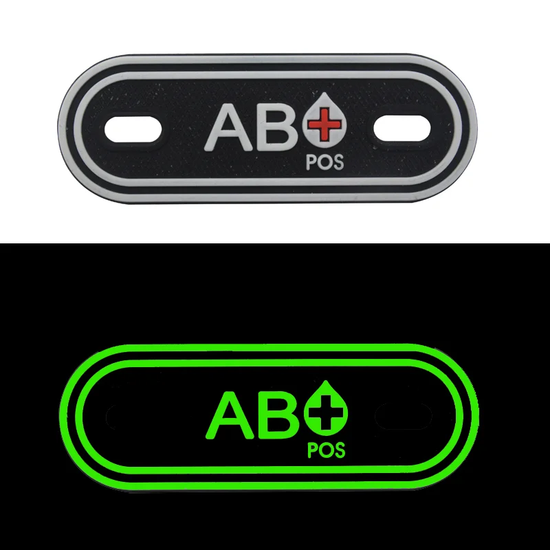 A + B + AB + O + Front Badge Package decorative Clothing Zipper Blood Type  custom PVC Blood Type Label  Patch