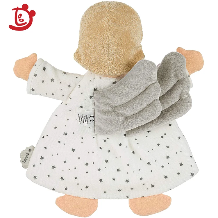 2021 New Arrivals Silk Comforter And Towel Lovey Security Blanket Plush Toy Creative Angel Shape Baby Security Blanket