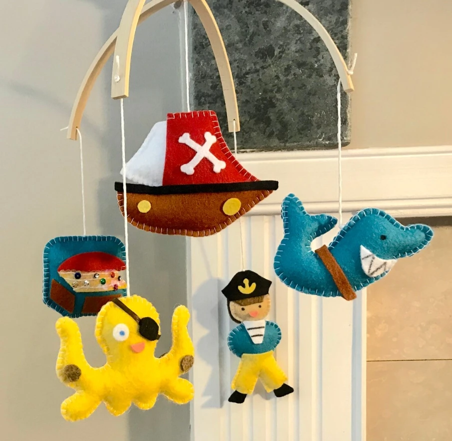 Pirate baby mobile Sea nursery mobile Ocean Nautical nursery decor Pirate baby shower gift