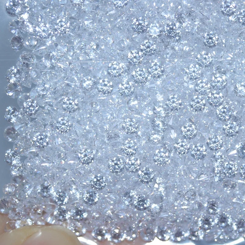 Redleaf wholesale 3A white color round zircon 0.8mm-2mm loose gemstones small synthetic cubic zirconia