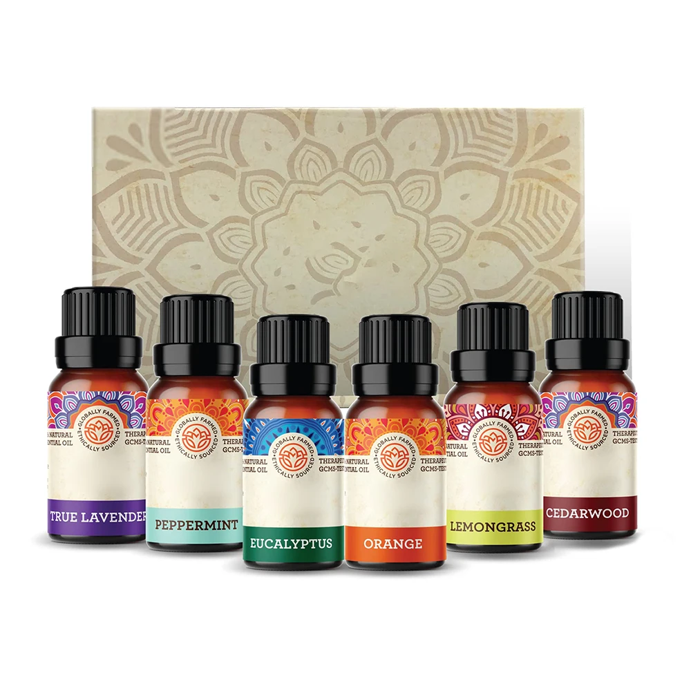 Gift Set of 6 and 12 or 8 100% Pure Aromatherapy Essential Oils Set with 10ML Lavender,Peppermint,Eucalyptus