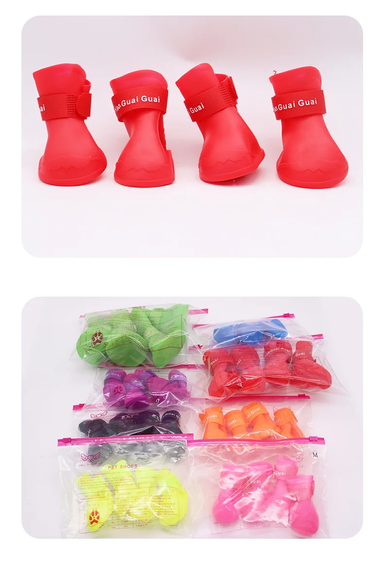 Manufacturer Wholesale Multi-colors Small Dog Cat Teddy Rain Silicone Shoes Waterproof Anti Slip Pet Dog Rain Shoes