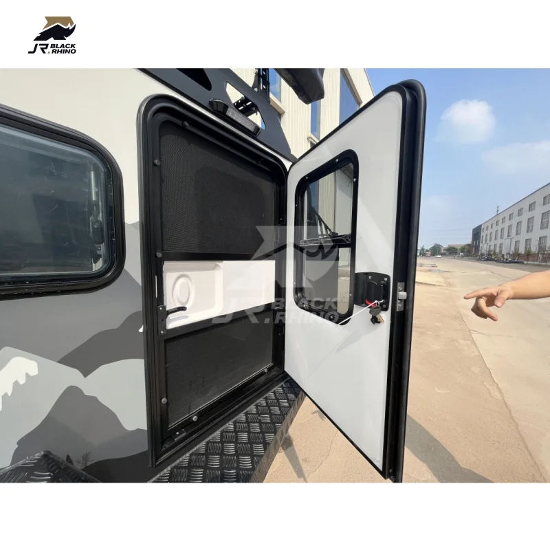 Factory Customized 4X4 Mini Teardrop Small Off-Road Camper Trailer Electric Brake Travel Trailer Camper with Tent