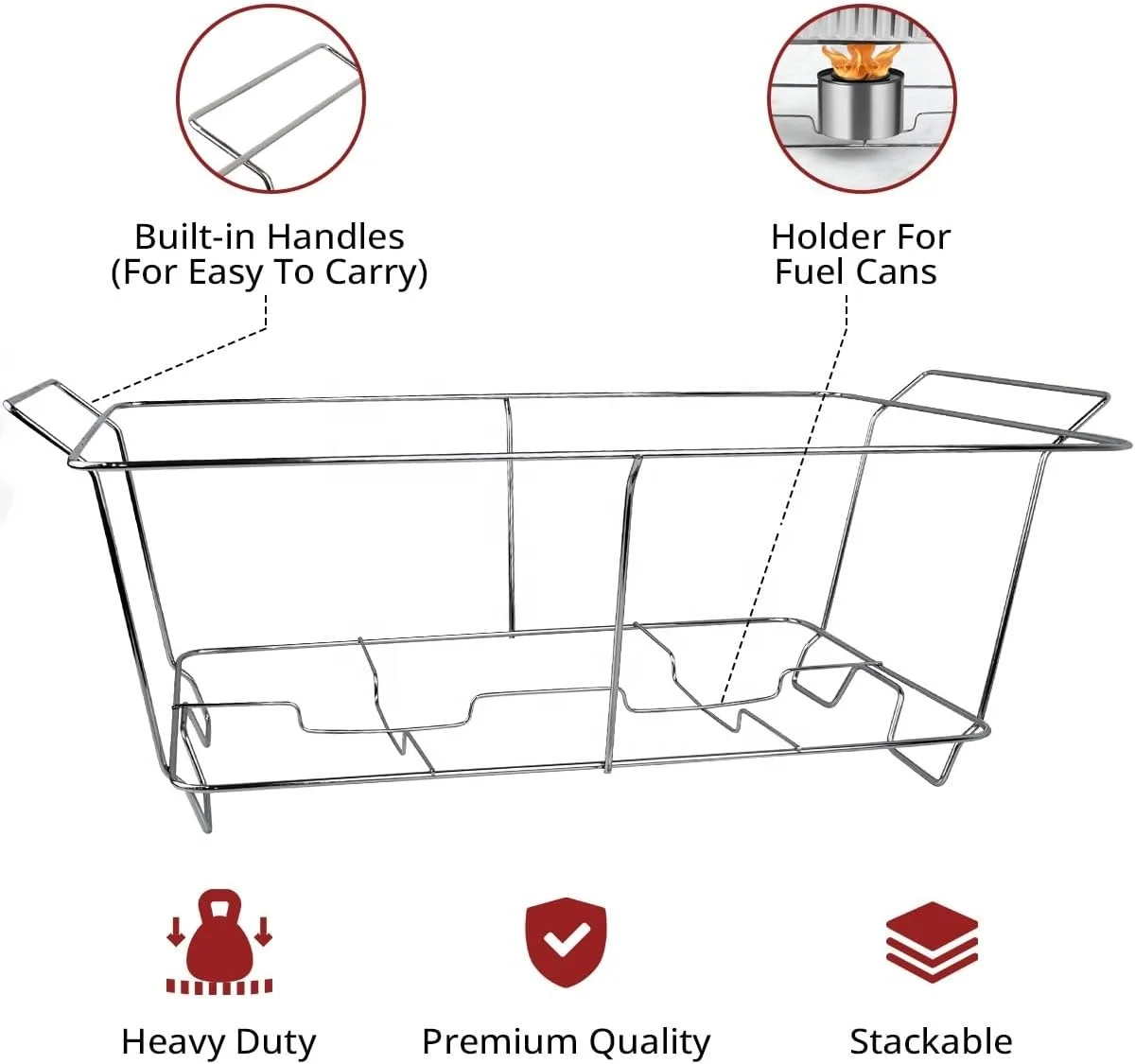 6 Pack Chafing Wire Rack Buffet Stand Frame for Events, Parties, Catering, Chafing Stand for Dish Serving Trays, Food Warmer
