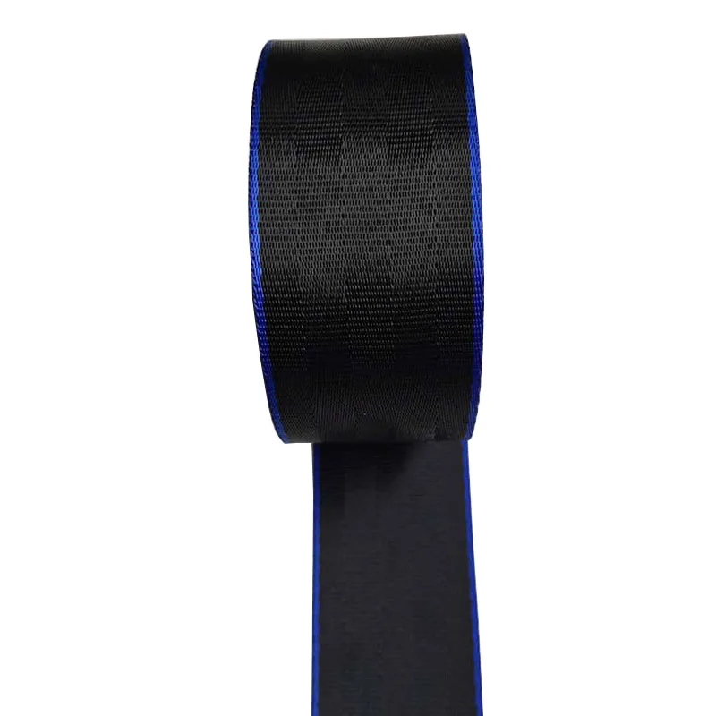 47mm Yellow and black high breaking strength polyester webbing for car safety belt
