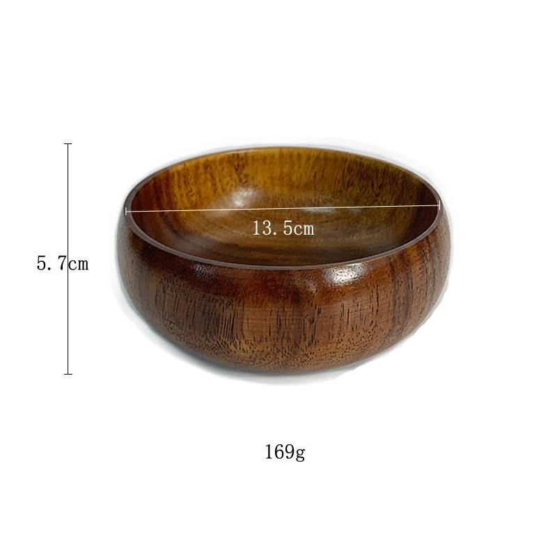 Eco Friendly Custom Logo Japanese Jujube Wooden Large Soup Bowl Noodle Ramen Bowl Wood Tableware Bowl Cup Spoon Set