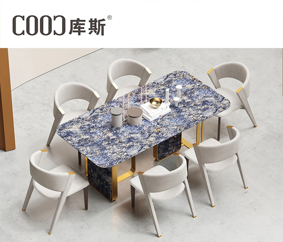 villa airbnb dining table modern rest area luxury leather chair tables clubhouse reception tables tender high end furniture