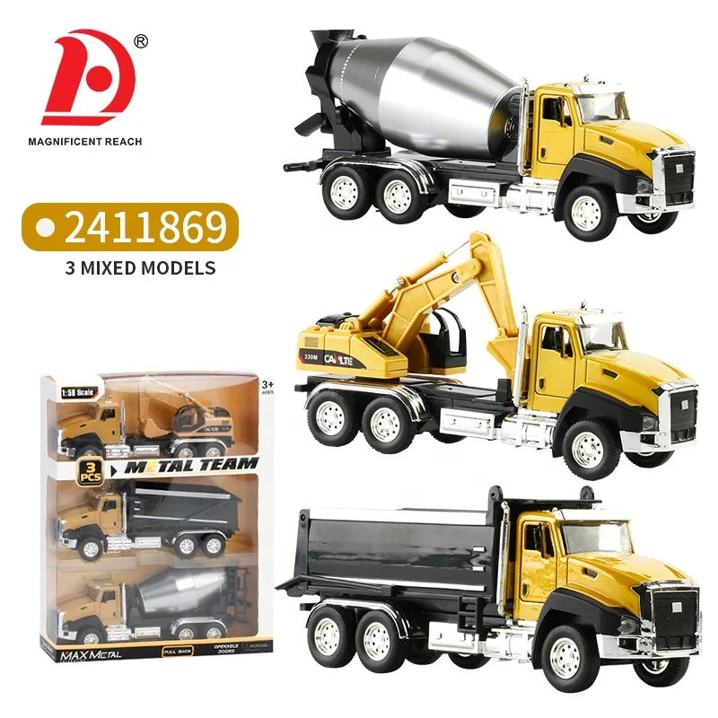 HUADA 2023 Custom Kids Mini Metal Fire Truck Alloy Pull Back Engineering Car Model Set Boys Small Diecast Toy Vehicle For Sale