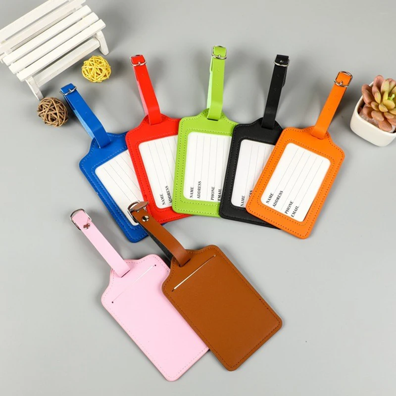 Hot sell personalized travel accessories bulk customized pu leather luggage tag for traveling
