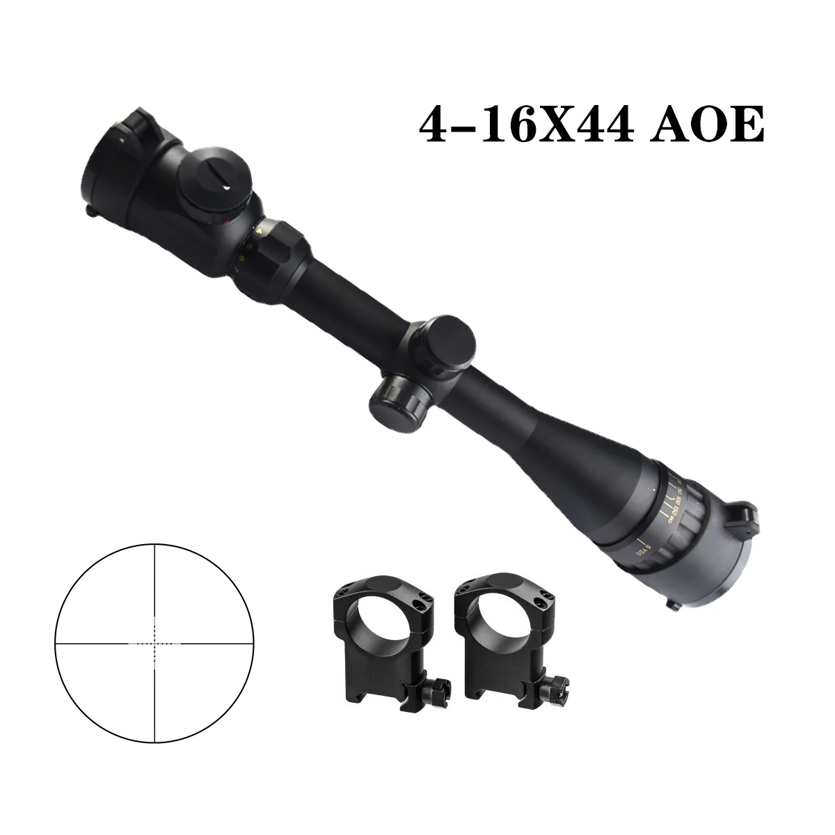Hunting Scope 4-16X44 Telescopic Sight Red and Green Illuminated Optical Scope Waterproof Shockproof with 20mm Free Mounts