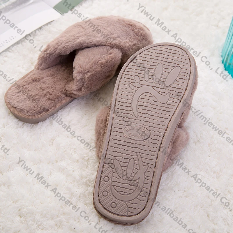 Custom Concha Cozy Fluffy Home Plush Ladies Winter Fuzzy House Furry Fancy Fashion Fur slippers for Women