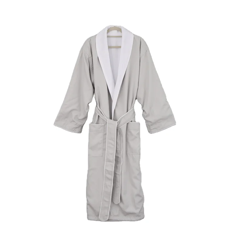 Роскошный банный халат для отеля из 100% хлопка с белыми краями S & J Five Star
