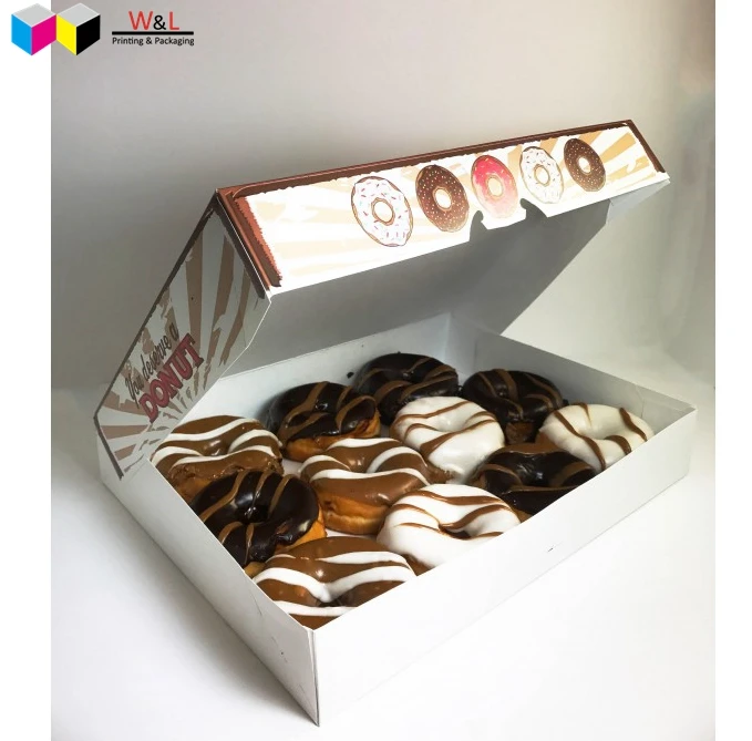 Folding Flat Cardboard Cookie Sweet Box Packaging Custom Print Shipping Party Dessert Donut Paper Box