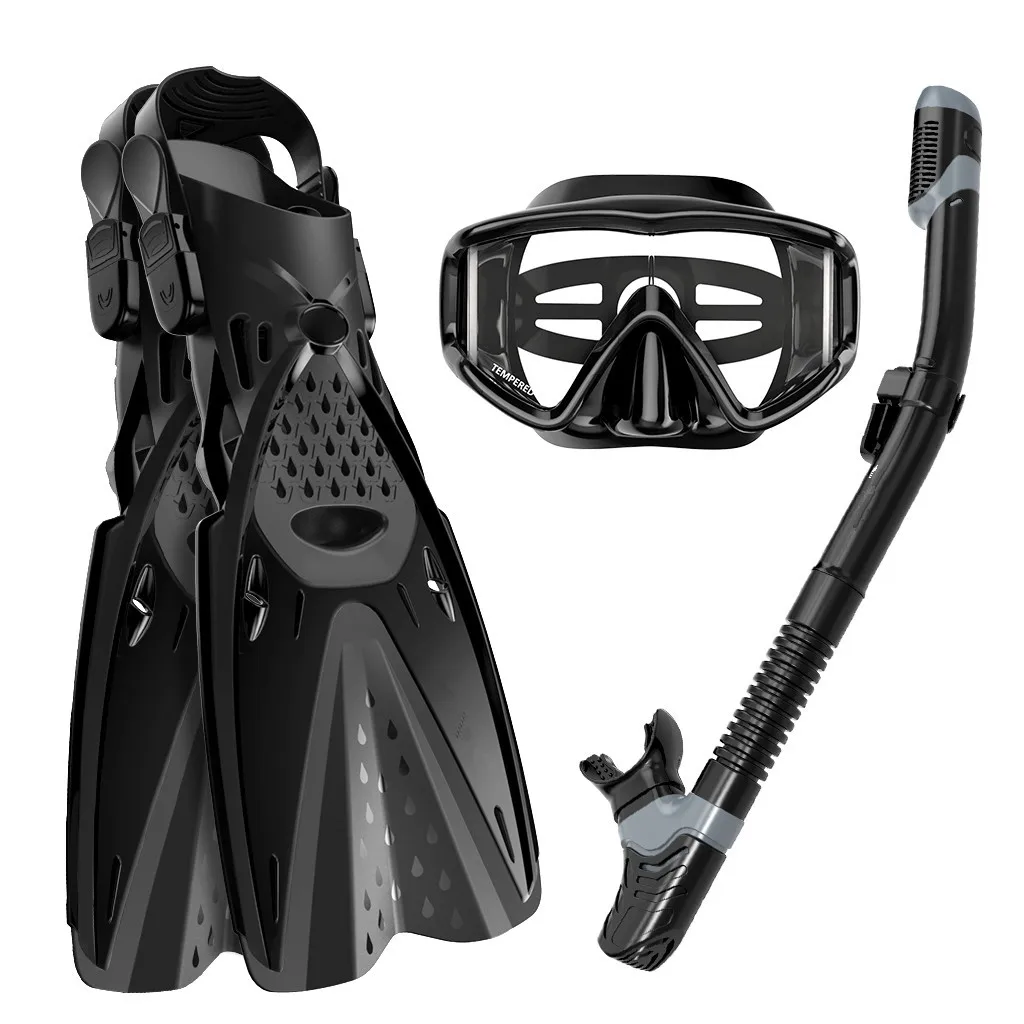 Wholesale Diving Mask Snorkel And Fins Diving Mask Set Tempered Glass Lens For Adult