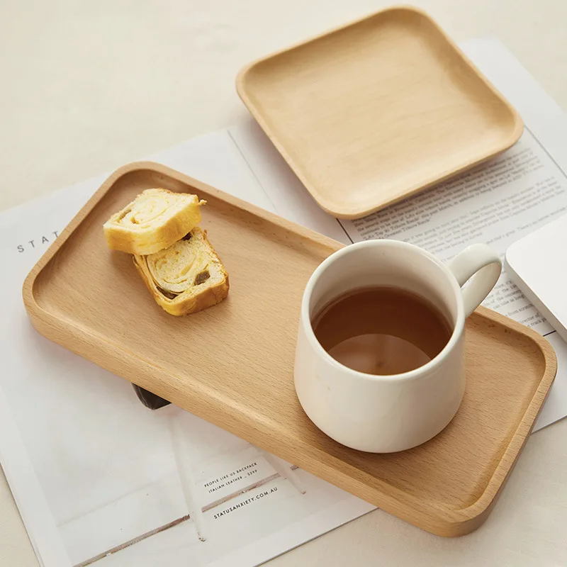 Custom Black Walnut Beech Bamboo Tray Whole Wood Japanese Dinner Pastry Small Rectangular Solid Butterfly Plate Household Items