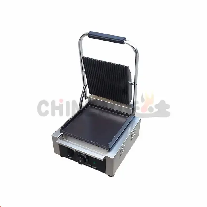 Customized Cast Iron Non Stick Commercial Sandwich Bread Panini Grill Electric Grill Contact Grill For Fast Food Restaurant