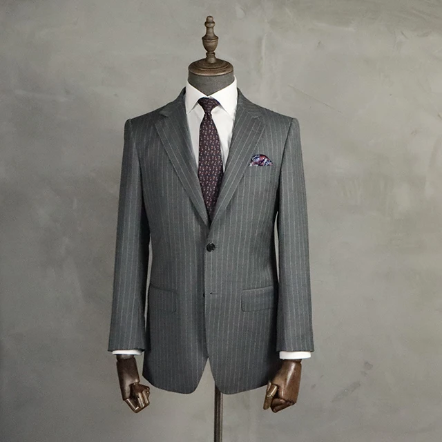 MTM Tailor Custom British Style Suit Bespoke  Striped Business Mens Suit 100% Wool For Tailor Shop 2 Piece Set
