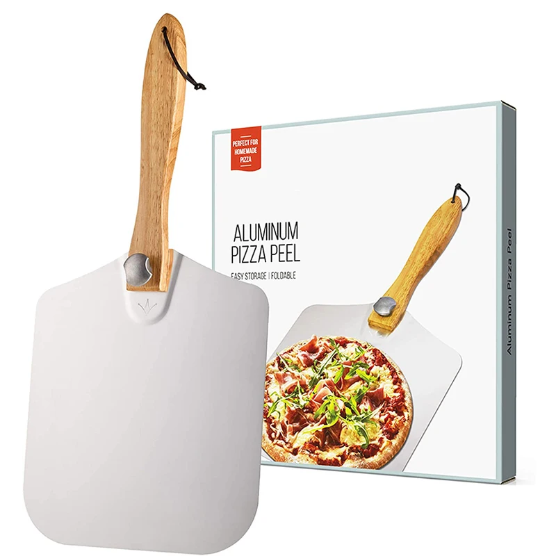 Customized Detachable Bamboo Wooden, Handle Foldable Baking Pizza Turning Peel Shovel Cutter Knife/