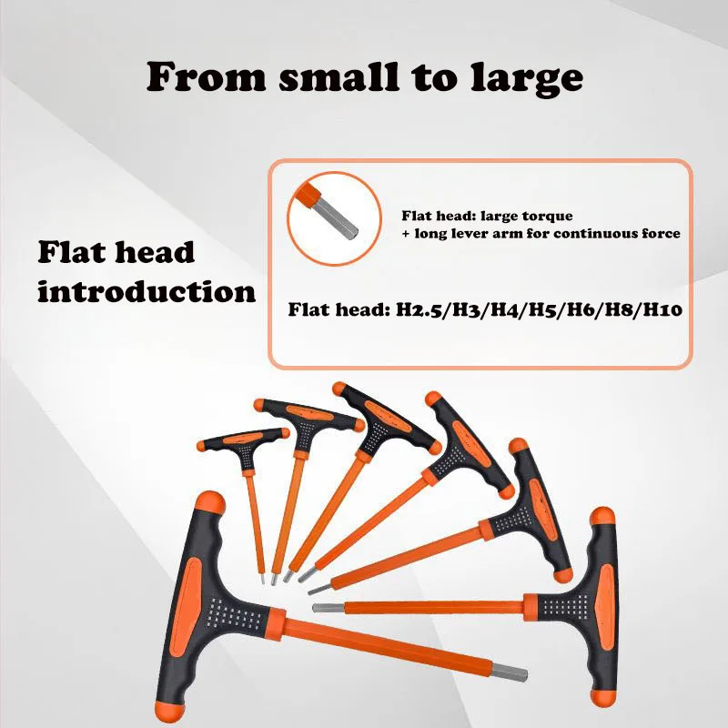 T-type insulated hexagon wrench flat head ball head three-color non-slip handle extension rod electrician hexagon screwdriver