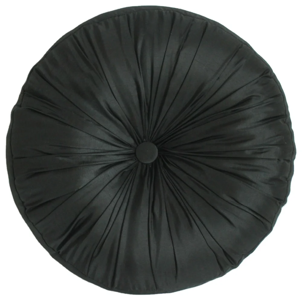 40cm Faux Silk shiny Round  Soft  Decoration Cushion  with Button Design