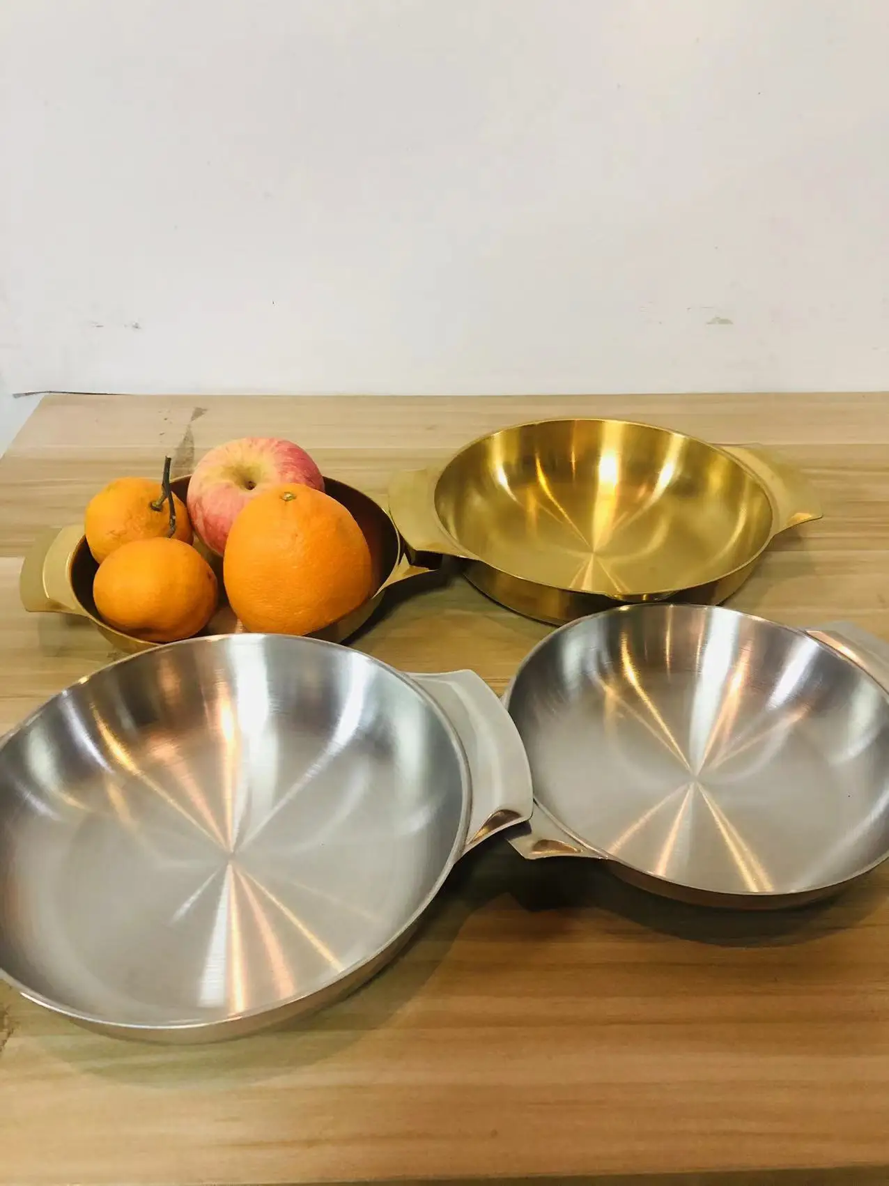 Korean Style Gold Barbecue Plate  Fresh Fruit Plate Family Dinner Table Setting Set Luxury Tableware Stainless Steel Plate