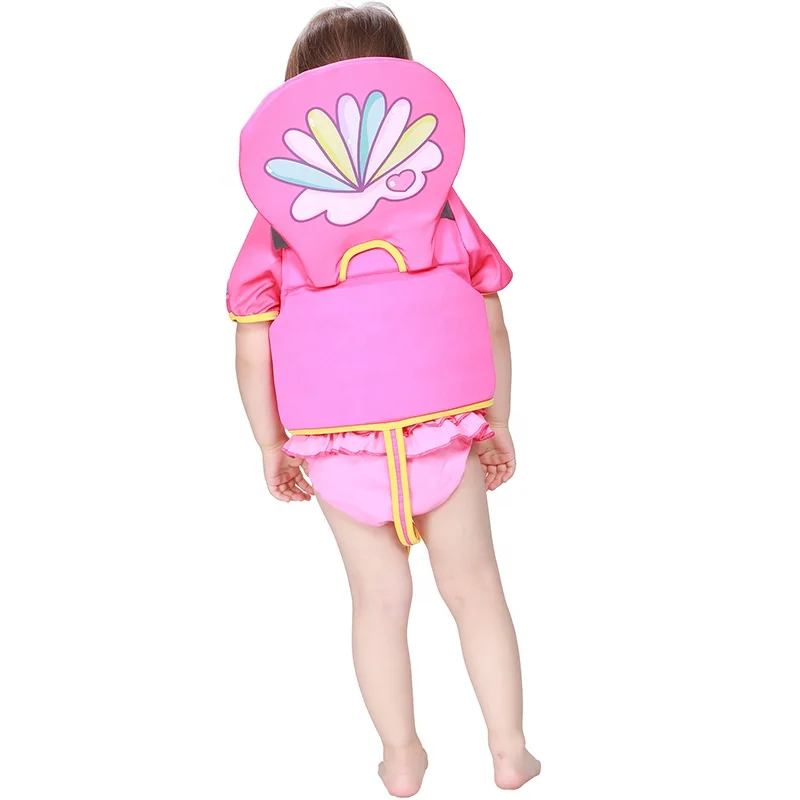 Popular pink neoprene lifejacket swim trainer for kids children floating life vest for swimming
