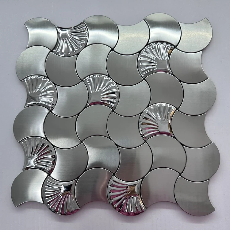 SANIPRO Modern Luxury Premium Multicolor Special Shaped Wall Decor Brick Stainless Steel Decorative Mosaic Tile