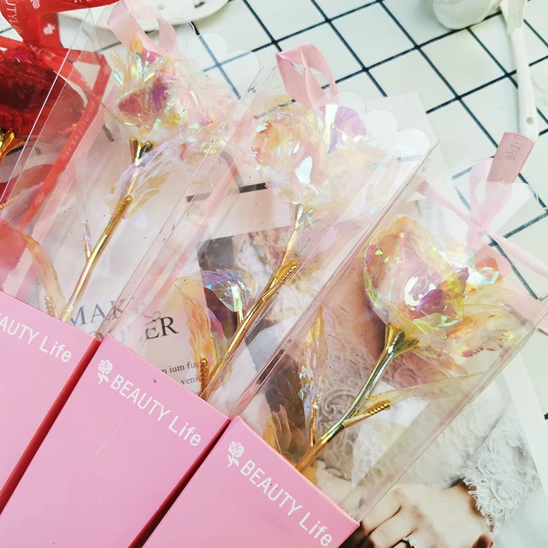 2022 Hot Sale Plated Rose 24K Gold foil Galaxy Eternal  Preserved Rose Flower Promotional gifts